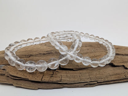 Clear Quartz Bracelet — 6mm & 8mm Beads - Legacy Crystals and Minerals