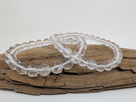 Clear Quartz Bracelet — 6mm & 8mm Beads - Legacy Crystals and Minerals