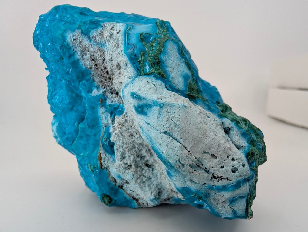 Congo Chrysocolla with Malachite – Botryoidal Specimen with Exposed Veins & Growth Rings (434g) - Legacy Crystals and Minerals