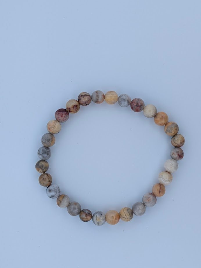 Crazy Lace Agate Bracelet – 6mm & 8mm Polished Beads - Legacy Crystals and Minerals