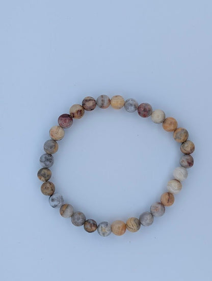 Crazy Lace Agate Bracelet – 6mm & 8mm Polished Beads - Legacy Crystals and Minerals