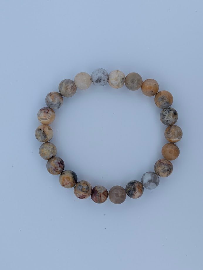 Crazy Lace Agate Bracelet – 6mm & 8mm Polished Beads - Legacy Crystals and Minerals