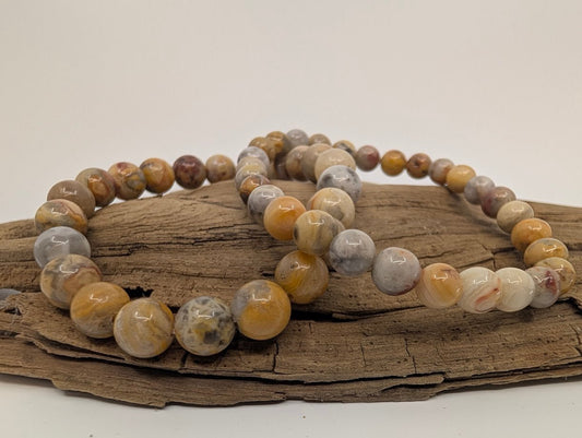 Crazy Lace Agate Bracelet – 6mm & 8mm Polished Beads - Legacy Crystals and Minerals