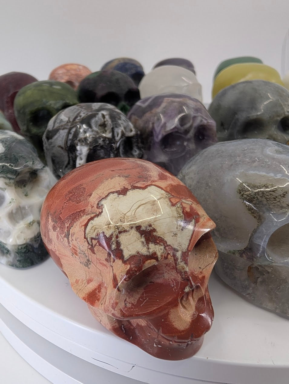 41mm crystal skulls – mixed mineral assortment – hand-carved natural stone skulls by Legacy Crystals and Minerals