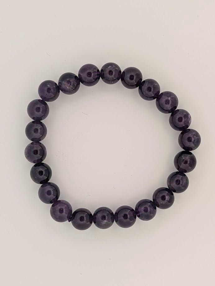 Deep Purple Amethyst Bracelet — 6mm & 8mm Beads - Legacy Crystals and Minerals