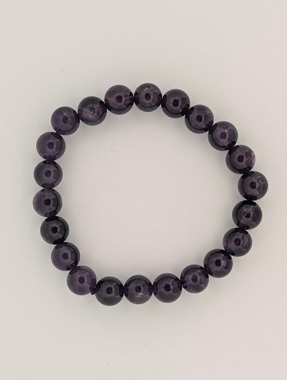 Deep Purple Amethyst Bracelet — 6mm & 8mm Beads - Legacy Crystals and Minerals