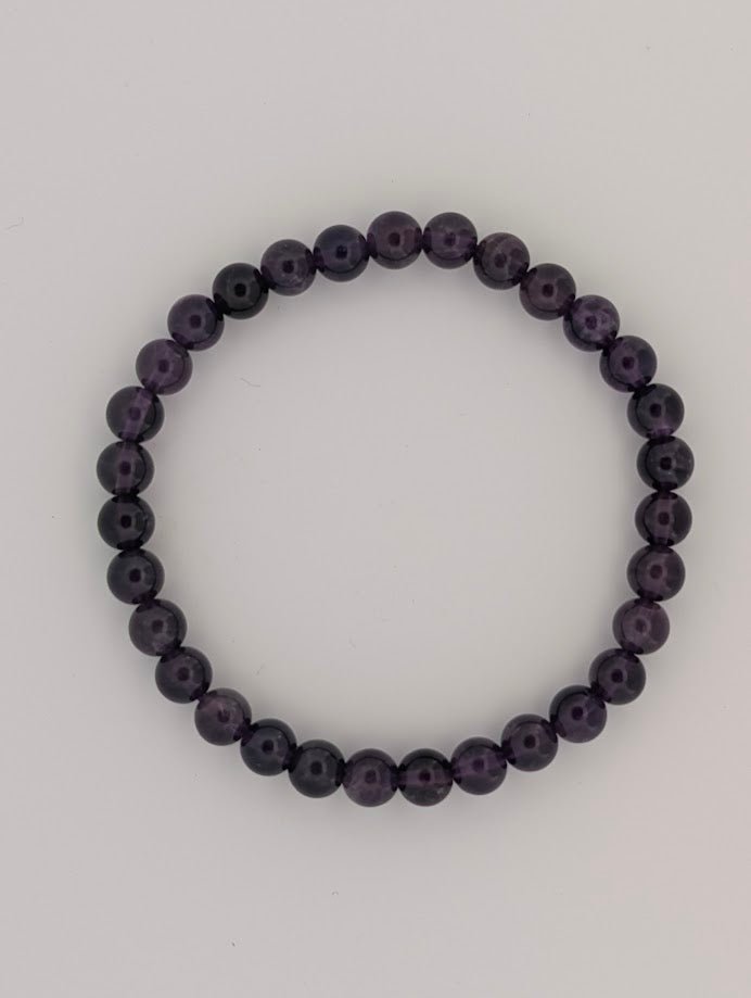 Deep Purple Amethyst Bracelet — 6mm & 8mm Beads - Legacy Crystals and Minerals
