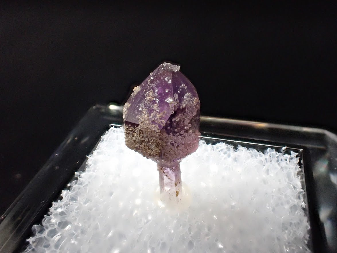 Deep Purple Amethyst Scepter with Analcime – Goboboseb Mountains, Namibia – Micro Specimen (19mm) - Legacy Crystals and Minerals