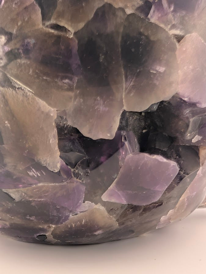 Close-up of crystalline cavity inside Dream Amethyst Buddha Head
