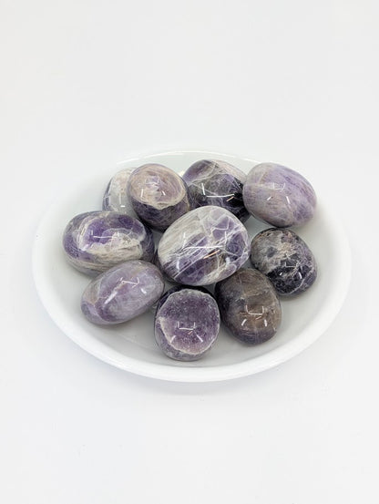 Dream Amethyst tumbled stones AA grade with chevron bands