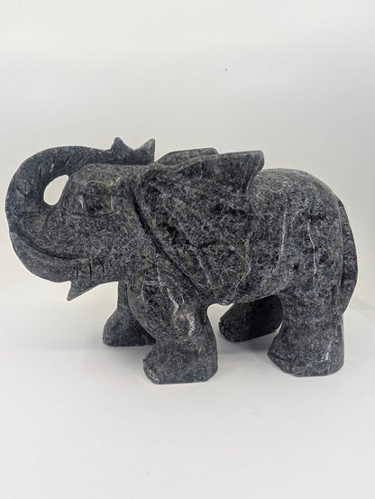 Left side view of Emerald Iolite elephant