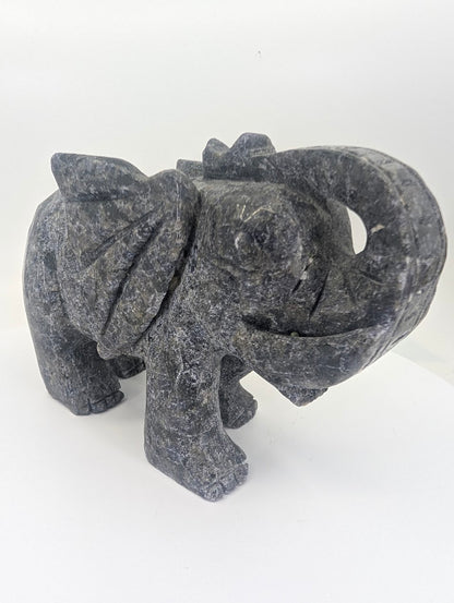 Right side view of Emerald and Iolite elephant sculpture