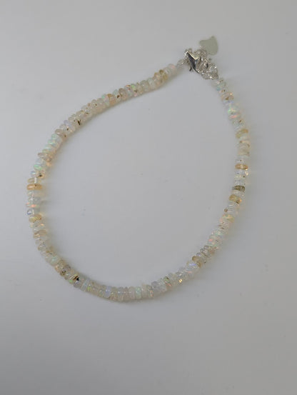 Ethiopian opal 3.6mm beaded bracelet on white background