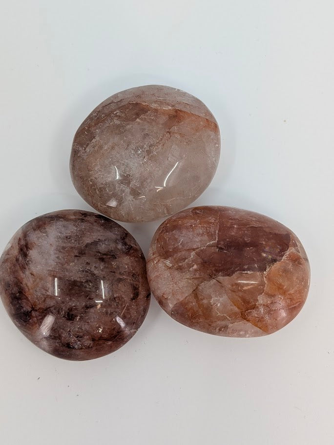 Overhead image showing internal fire-like veining within quartz