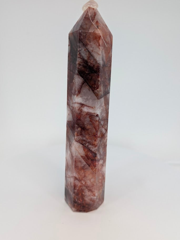 Fire Quartz tower – side angle with hematite inclusions