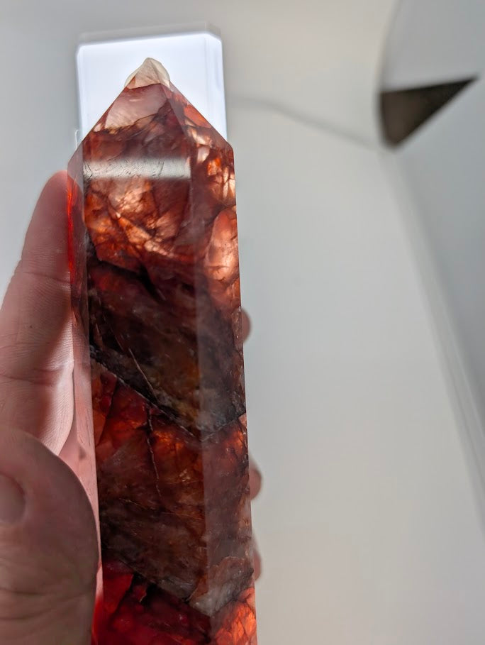 Fire Quartz glowing red when backlit