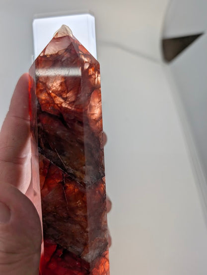 Fire Quartz glowing red when backlit