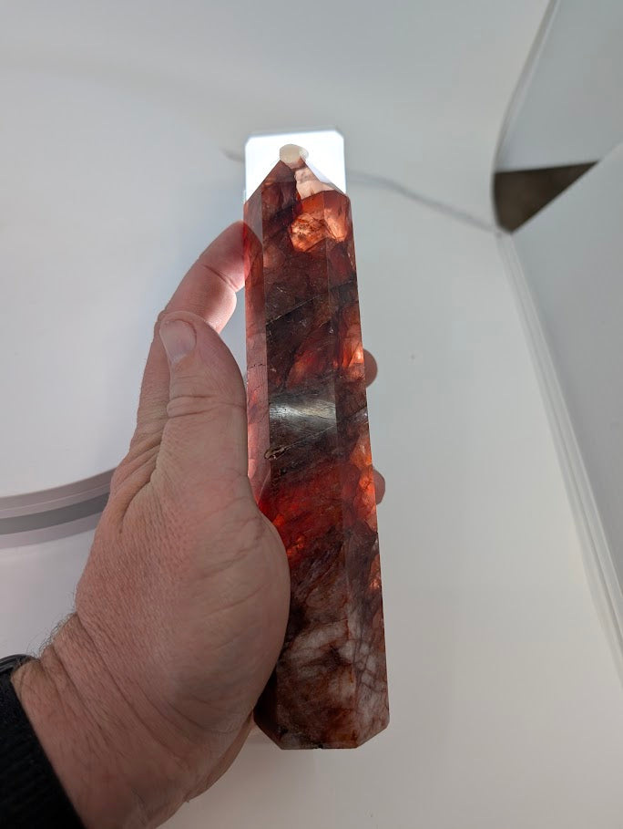 Fire Quartz glowing red when backlit