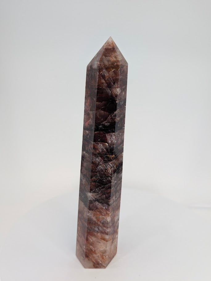 Fire Quartz tower close-up – hematite lamination