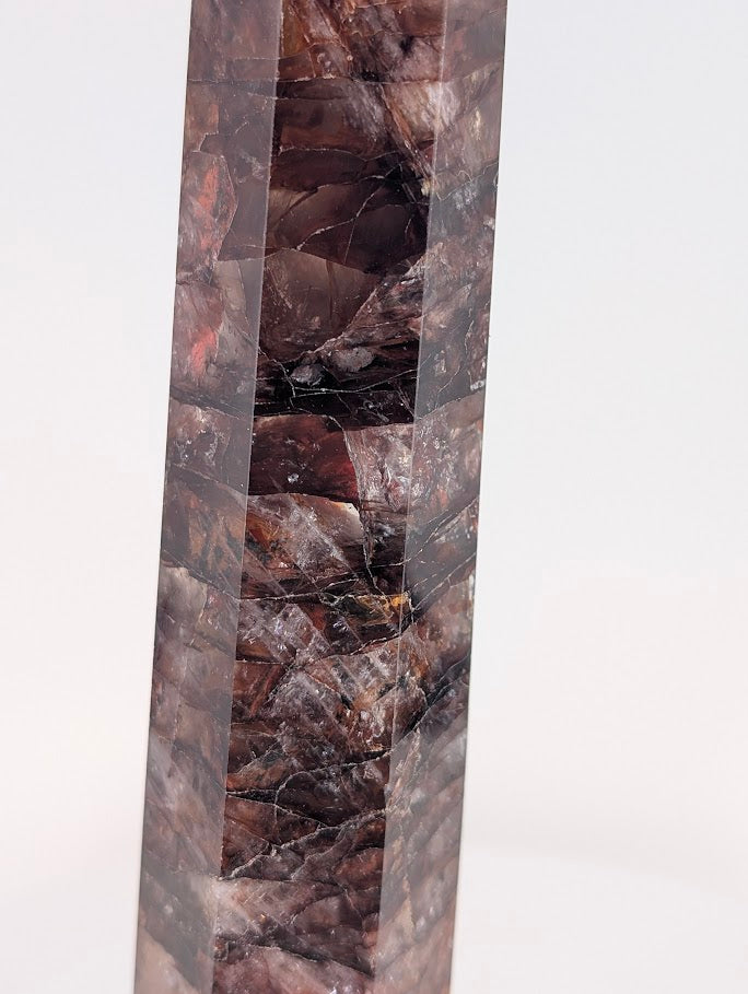 Fire Quartz tower close-up – hematite lamination