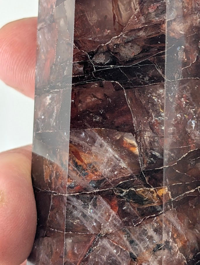 Fire Quartz tower close-up – hematite lamination