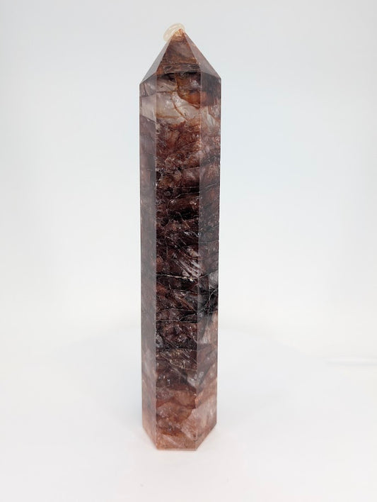 Brazilian Fire Quartz tower – full front view, 20.5 cm