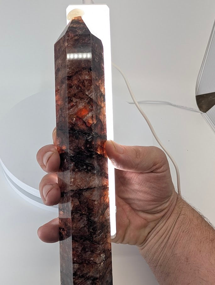 Fire Quartz tower under strong light – internal fire effect