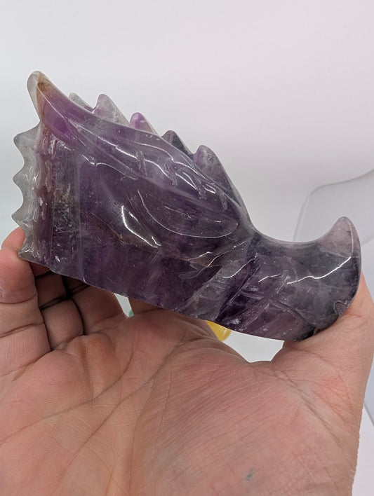 Fluorite Dragon Head Variant B, 525g, deep purple tones