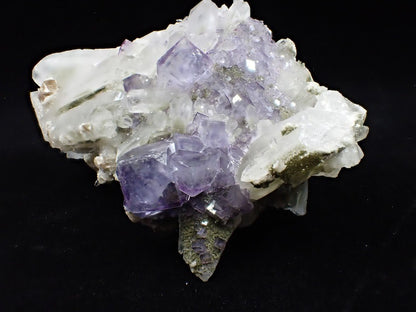 Fluorite on Quartz with Chlorite and UV Fluorescence – Yaogangxian Mine, Hunan, China - Legacy Crystals and Minerals