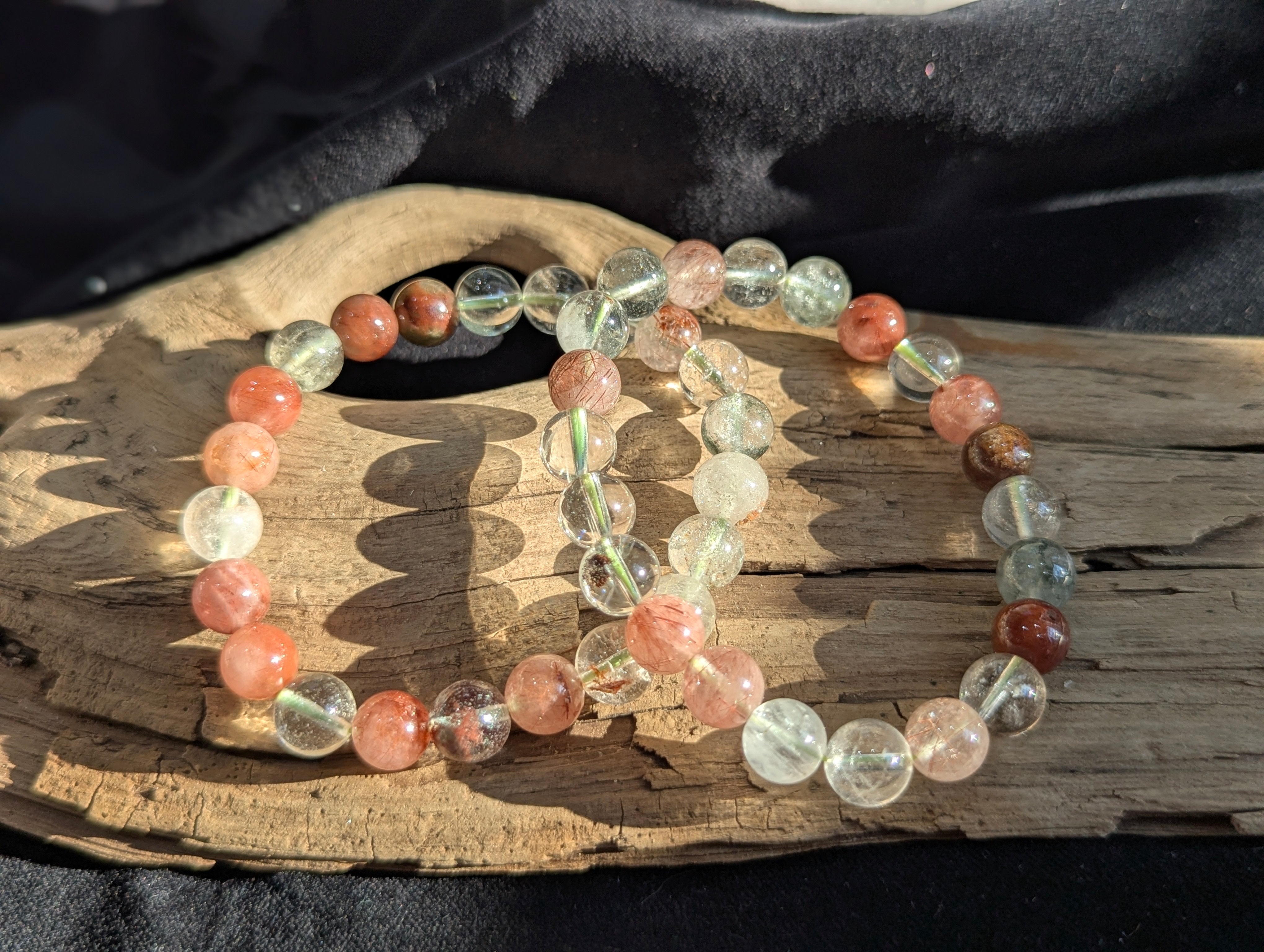 ＊unisex rutile quartz＆karennsilverブレスレット Garden Quartz (Lodolite) with Rutile Bracelet (8mm) – Legacy