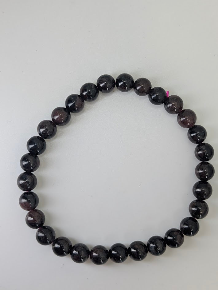 garnet astrophyllite bracelet 8mm natural overhead