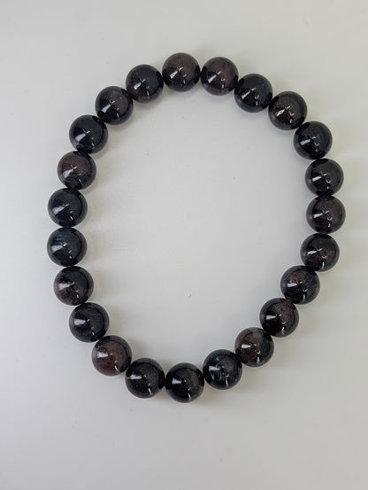 garnet astrophyllite bracelet 8mm natural overhead