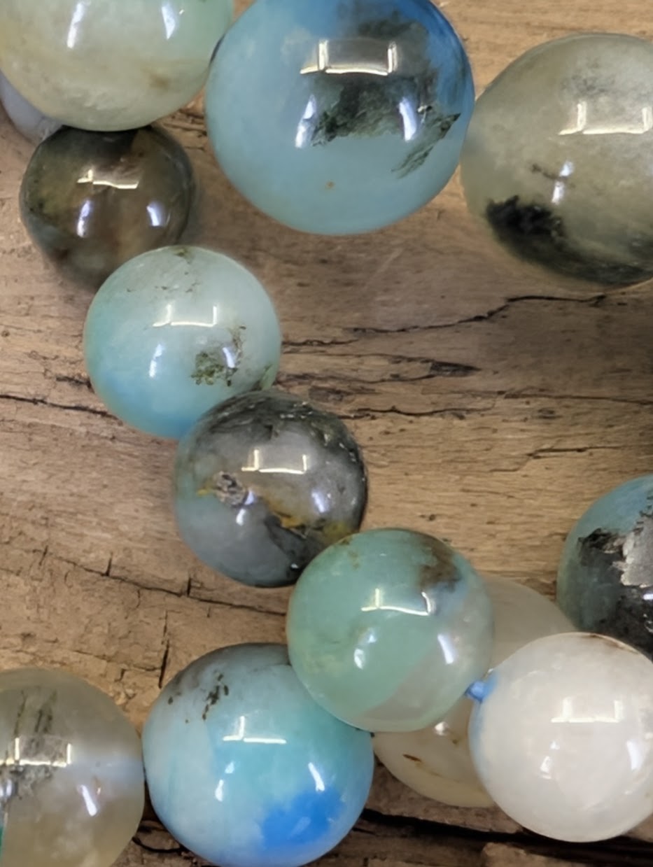 Marco view of chrysocolla beads