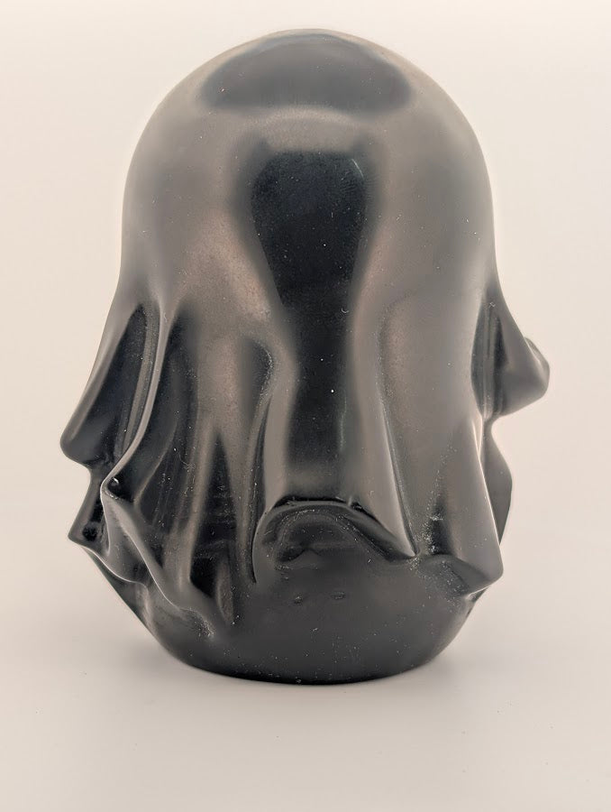 Hand-carved Black Obsidian ghost, 4x3 inches, 500g, polished collectible