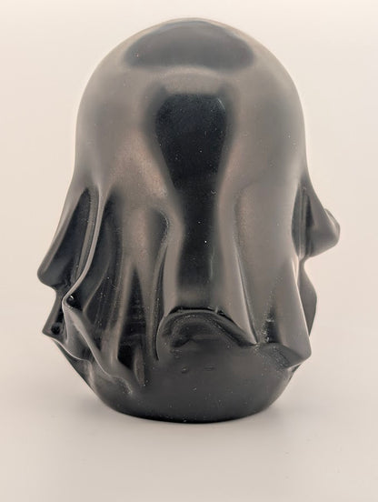 Hand-carved Black Obsidian ghost, 4x3 inches, 500g, polished collectible