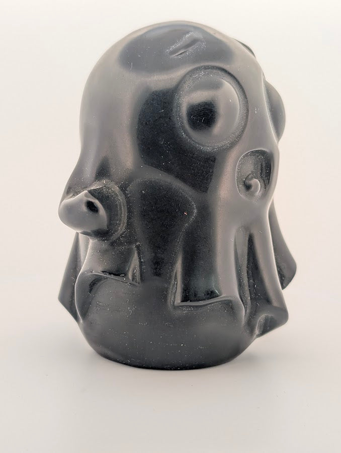 Hand-carved Black Obsidian ghost, 4x3 inches, 500g, polished collectible