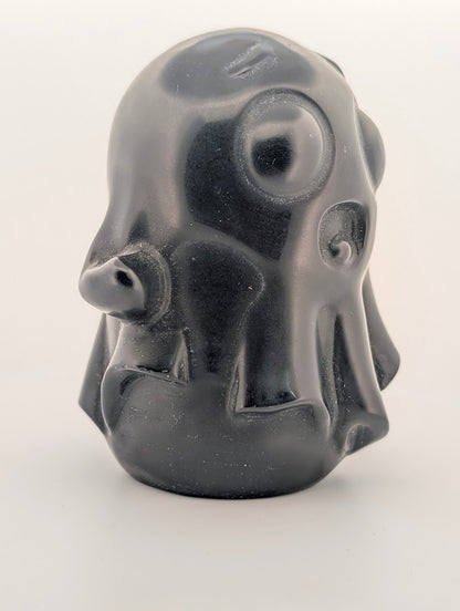 Hand-carved Black Obsidian ghost, 4x3 inches, 500g, polished collectible