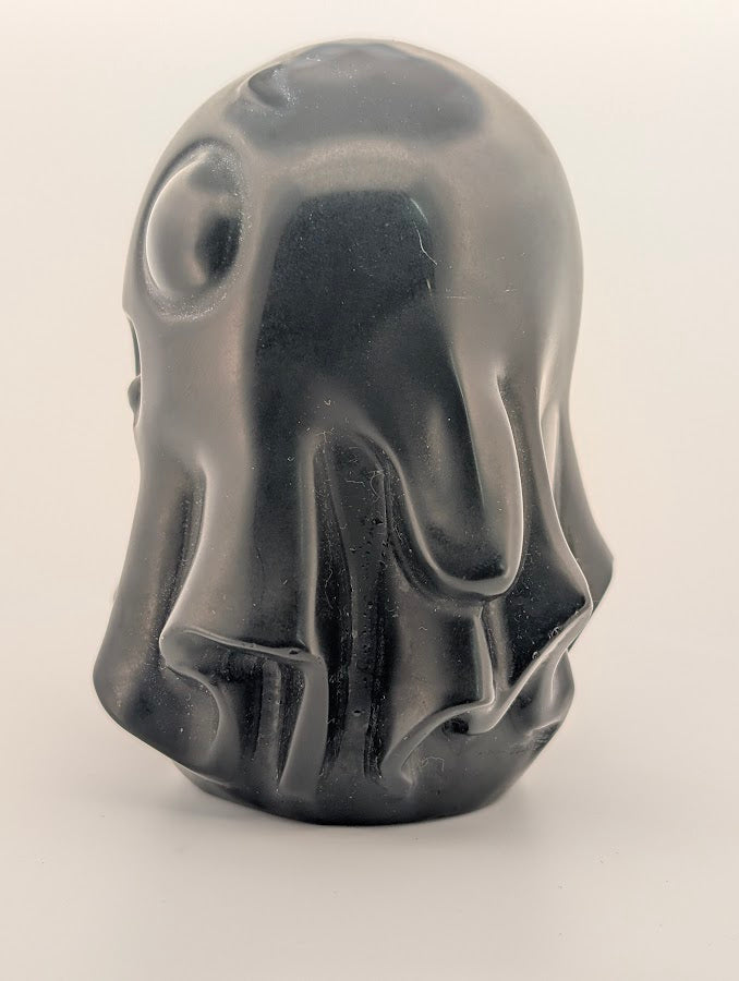 Hand-carved Black Obsidian ghost, 4x3 inches, 500g, polished collectible