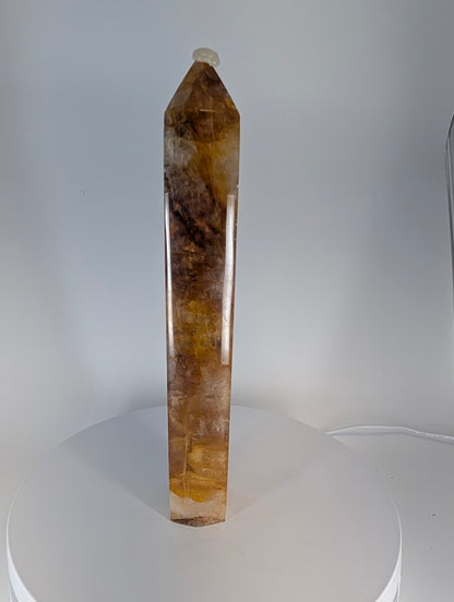 Golden Healer Quartz Tower 835g Brazil front view