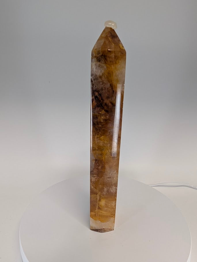 Golden Healer Quartz polished tower with golden zoning