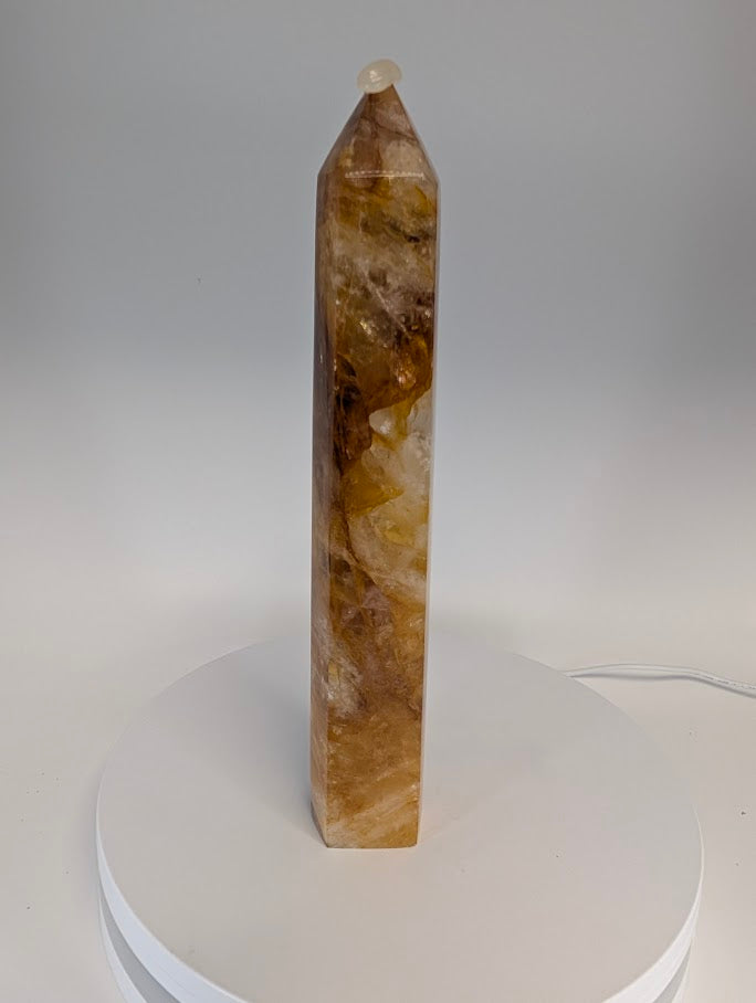 Close-up of Brazilian Golden Healer Quartz clarity and color