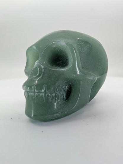 Green Aventurine crystal skull carving – 41mm hand-carved natural stone – Legacy Crystals and Minerals