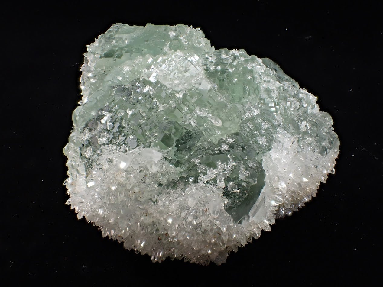 Green Diamond Fluorite with Quartz – Fujian Province, China - Legacy Crystals and Minerals