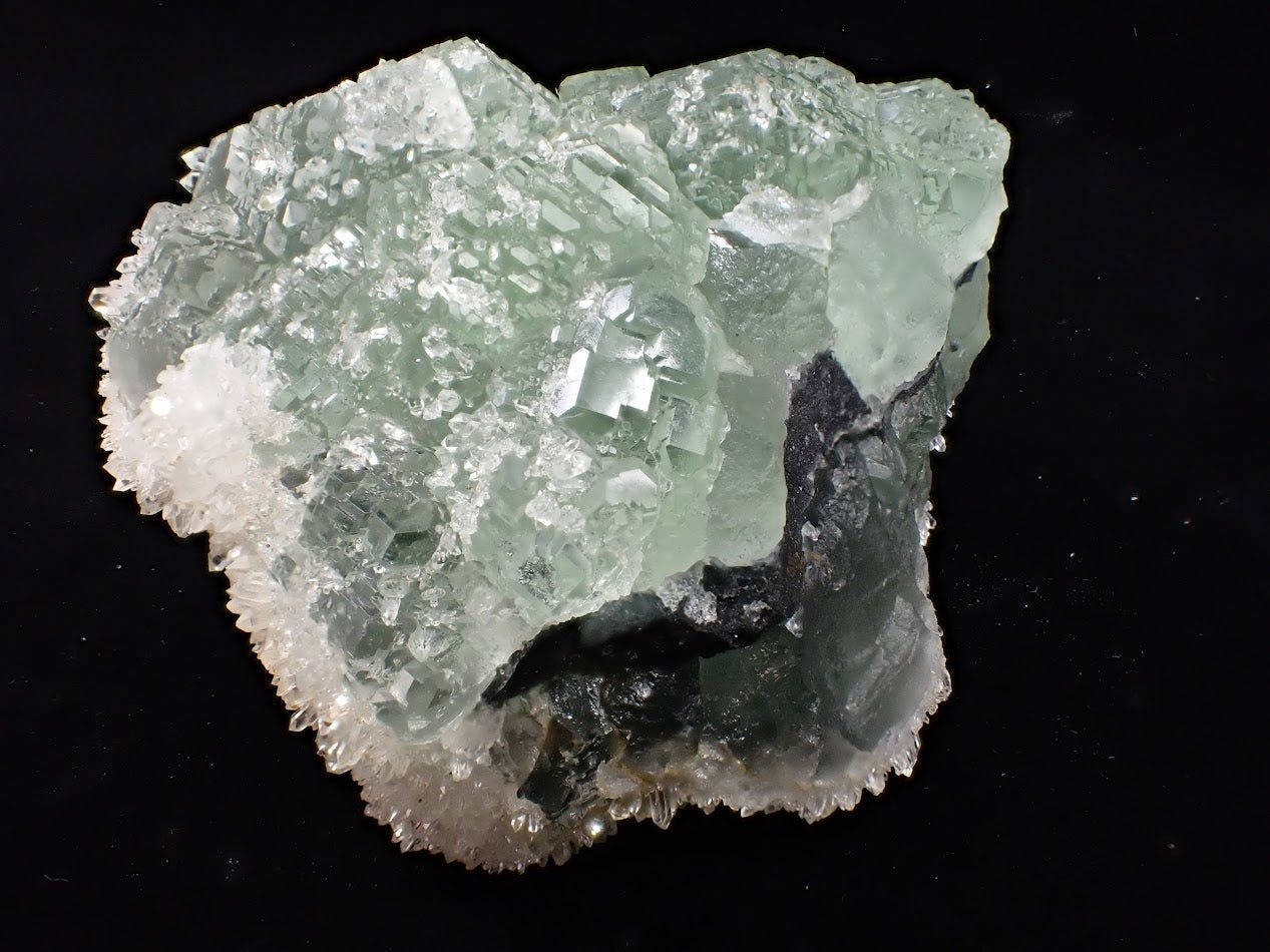 Green Diamond Fluorite with Quartz – Fujian Province, China - Legacy Crystals and Minerals