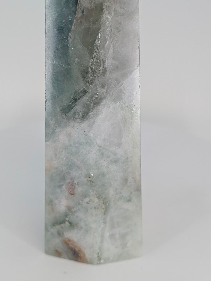 Close-up of fluorite with quartz base