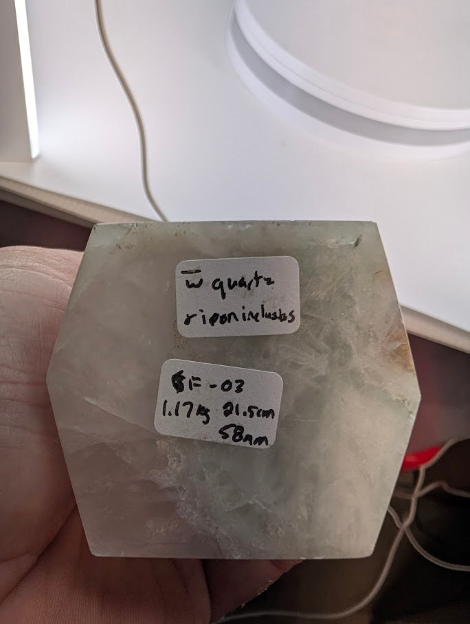 Base of Green Fluorite with Quartz and Iron Inclusions tower – 21.5 cm