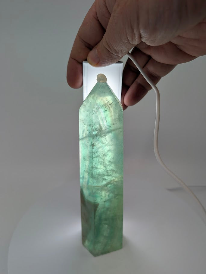Green Fluorite tower – polished surface and color zoning