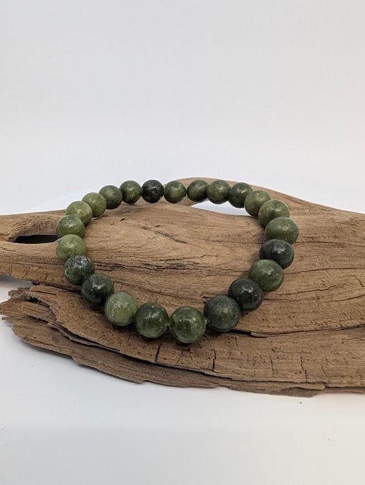 Green Jade Bracelet — 8mm Beads - Legacy Crystals and Minerals
