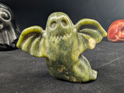 Front view of Green Jade Ghost carving – 3 in tall