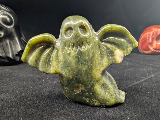 Front view of Green Jade Ghost carving – 3 in tall